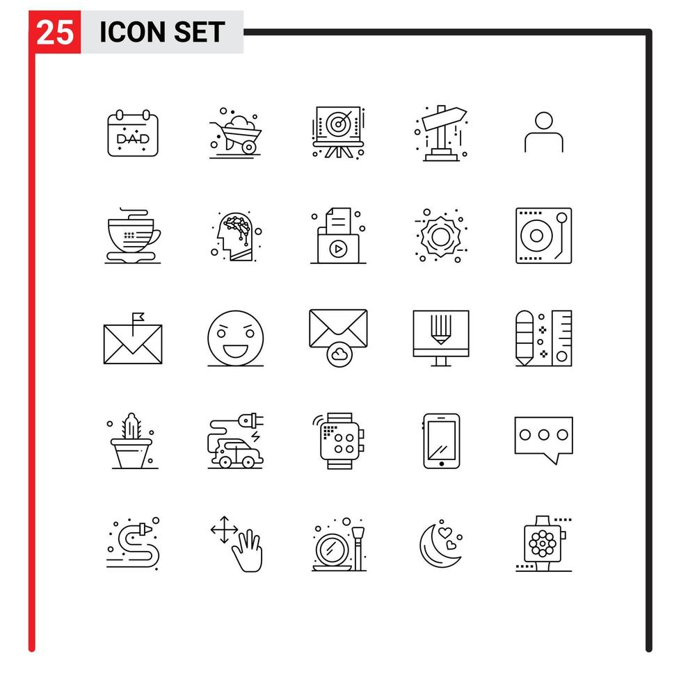 25 utilisateur interface ligne pack de moderne panneaux et symboles de gens Commencez La Flèche aiguille direction modifiable vecteur conception éléments
