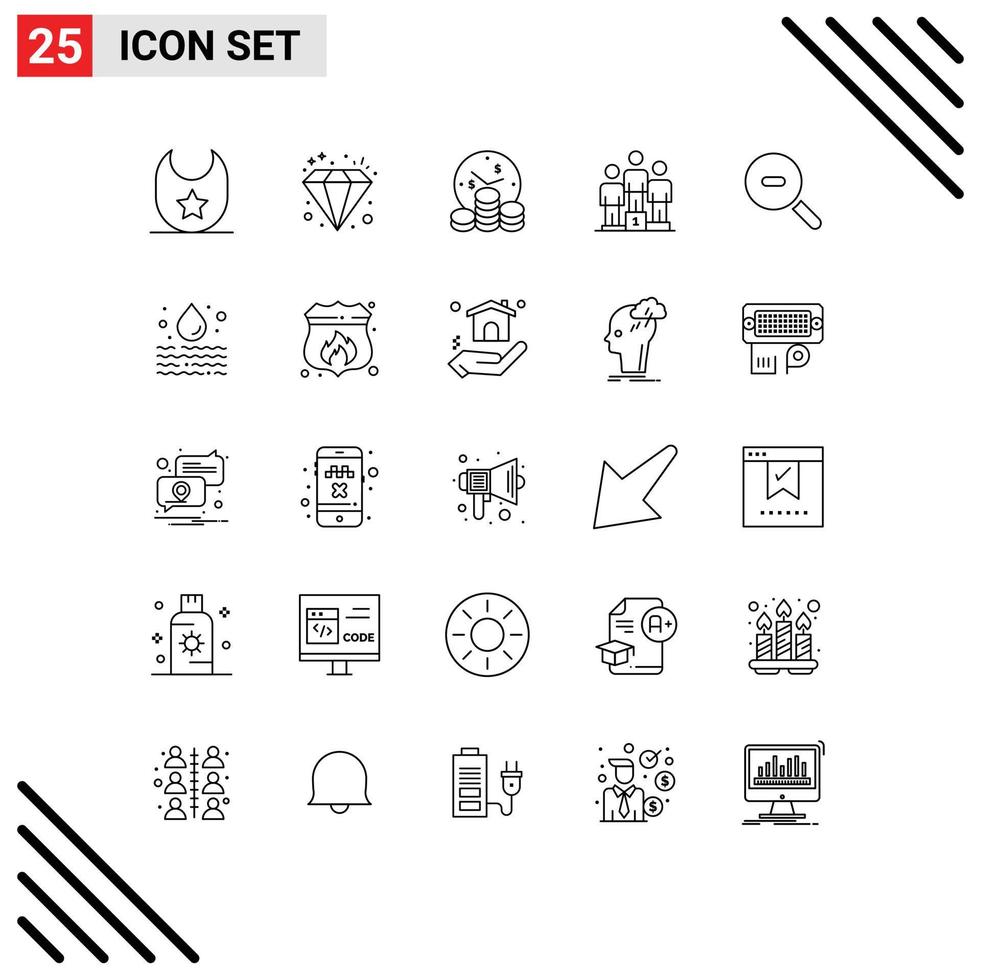 pack de 25 moderne lignes panneaux et symboles pour la toile impression médias tel comme Zoom chercher investissement gagnants piédestal modifiable vecteur conception éléments