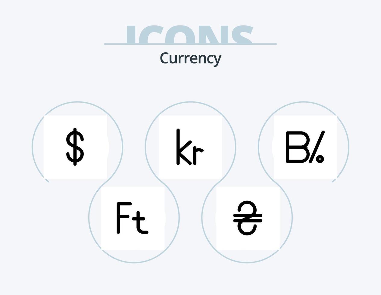 devise ligne icône pack 5 icône conception. Hongrie. forint. monnaie. monnaie. ghanéen vecteur