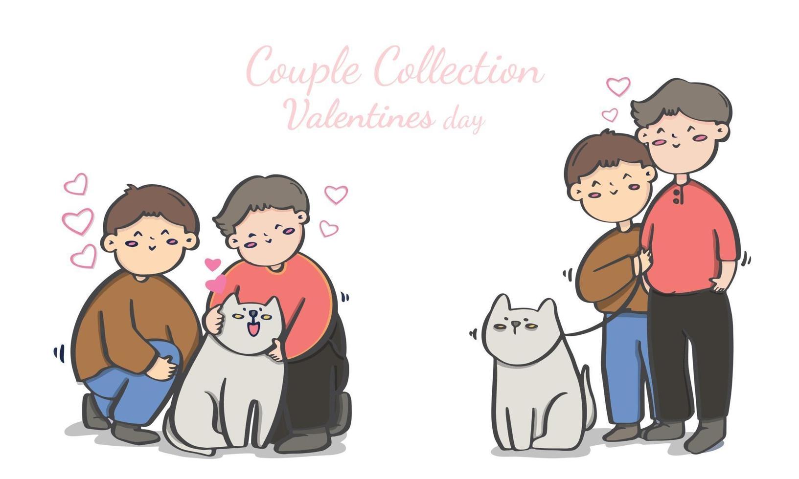 collection de lgbt ou de couples, bundle partenaires romantiques transgenres isolés sur fond blanc. illustration vectorielle en style cartoon plat. vecteur