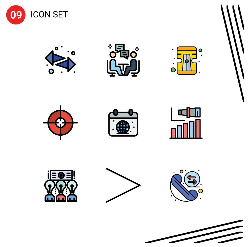 ensemble de 9 moderne ui Icônes symboles panneaux pour Terre calandre dissuasion cible objectif modifiable vecteur conception éléments