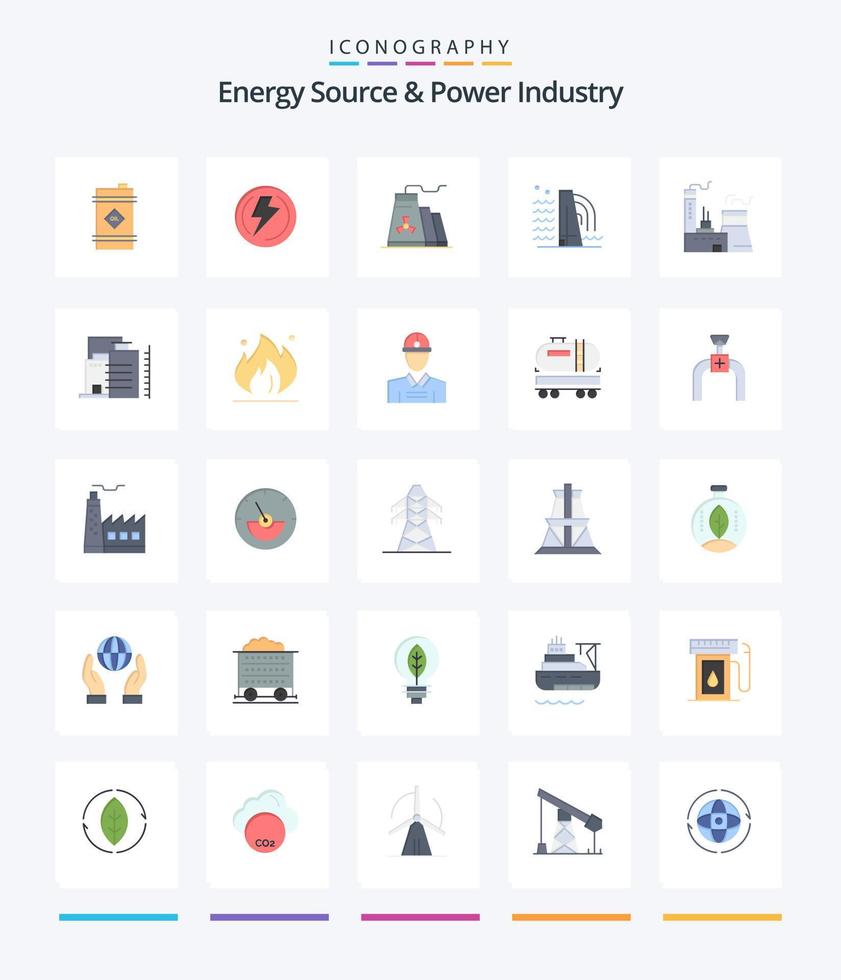 Créatif énergie la source et Puissance industrie 25 plat icône pack tel comme construction. huile. pouvoir. industrie. industrie vecteur