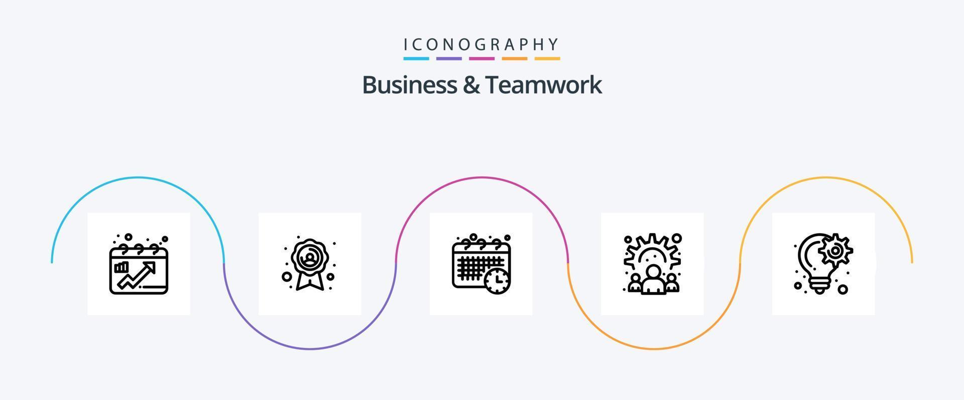 affaires et travail en équipe ligne 5 icône pack comprenant idée. ampoule. calendrier. travail. communauté vecteur