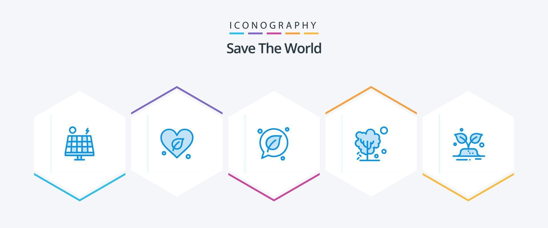 enregistrer le monde 25 bleu icône pack comprenant vert. arbre. discuter. sol. sec vecteur