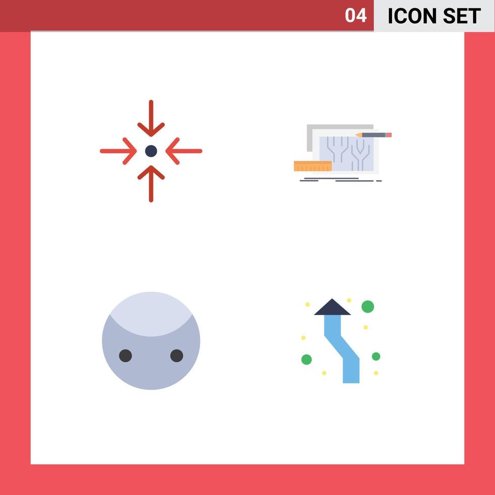 pictogramme ensemble de 4 Facile plat Icônes de La Flèche signe architecture conception symboles modifiable vecteur conception éléments