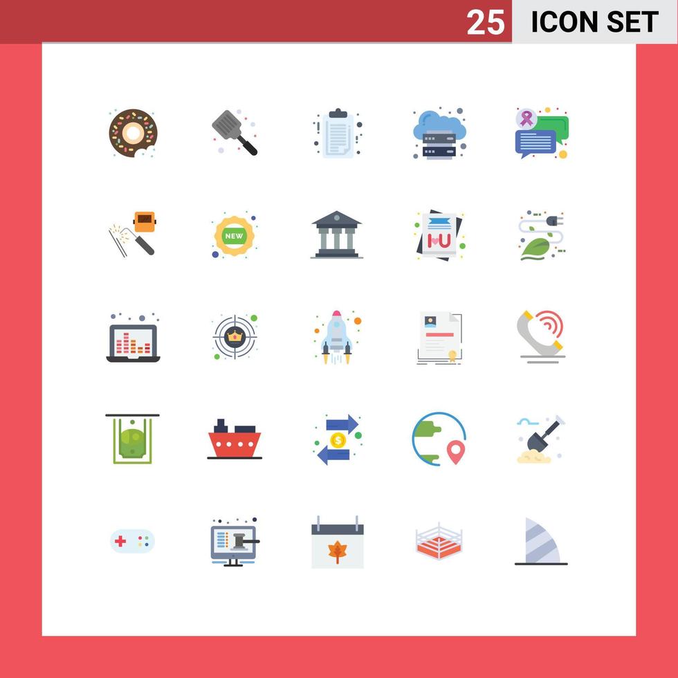 modifiable vecteur ligne pack de 25 Facile plat couleurs de bavarder l'Internet document Infrastructure nuage modifiable vecteur conception éléments