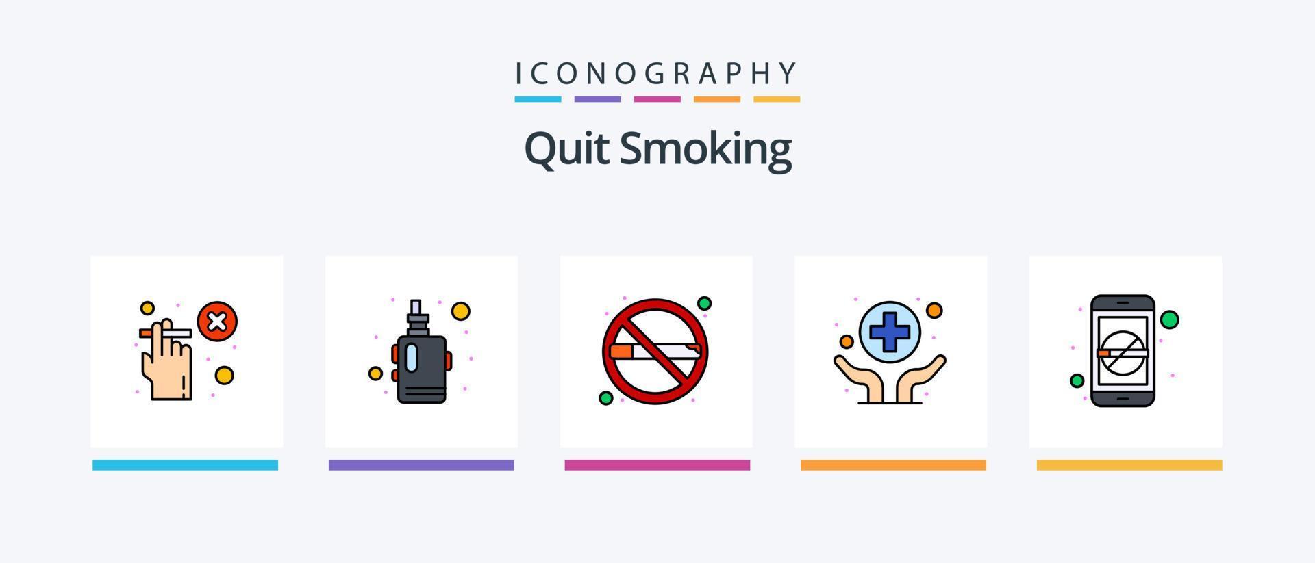quitter fumeur ligne rempli 5 icône pack comprenant quitter fumeur. traitement. cendrier. rapport. fumeur. Créatif Icônes conception vecteur