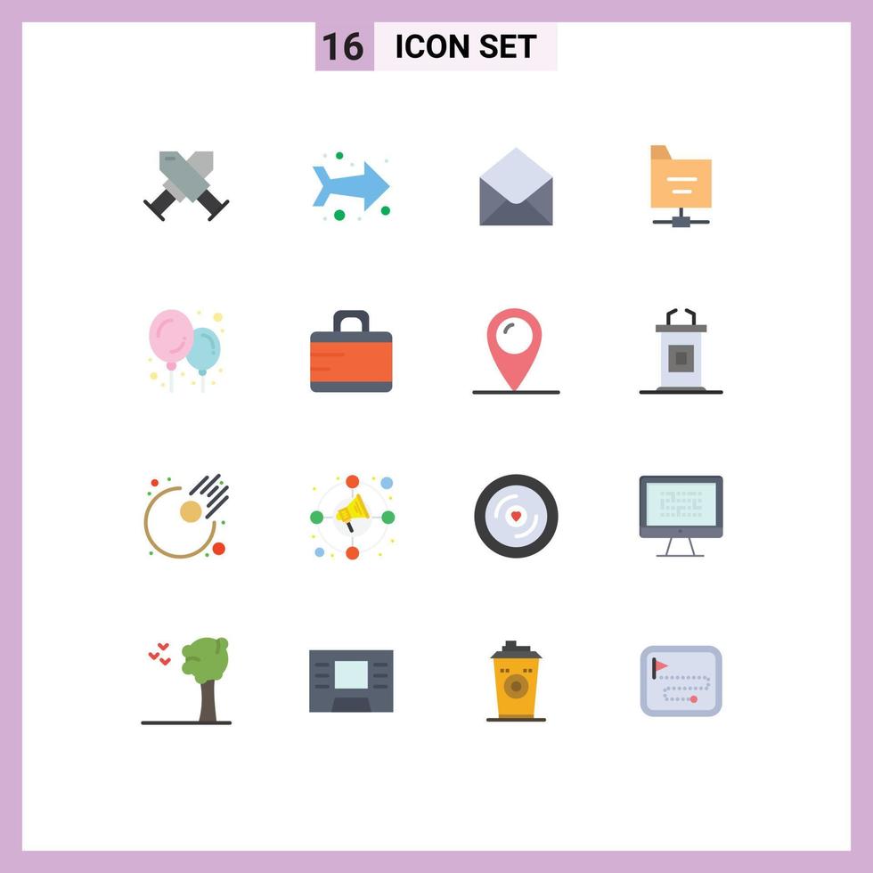 moderne ensemble de 16 plat couleurs et symboles tel comme mallette ballon email bébé des trucs dossier modifiable pack de Créatif vecteur conception éléments