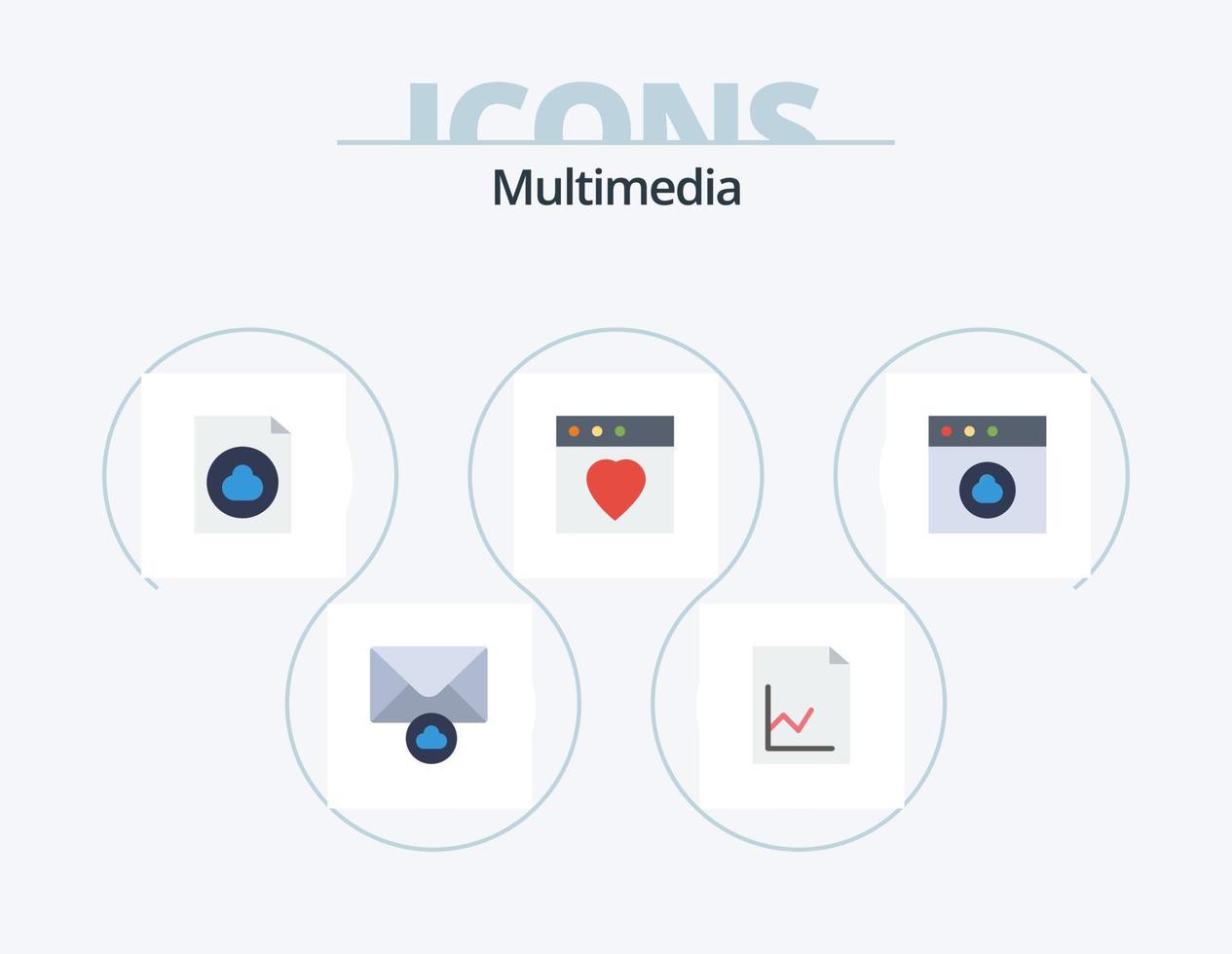 multimédia plat icône pack 5 icône conception. . . déposer. Mac. app vecteur
