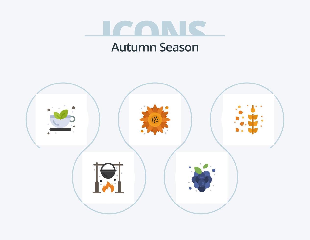 l'automne plat icône pack 5 icône conception. l'automne. tournesol. vignoble. fleur. chaud vecteur