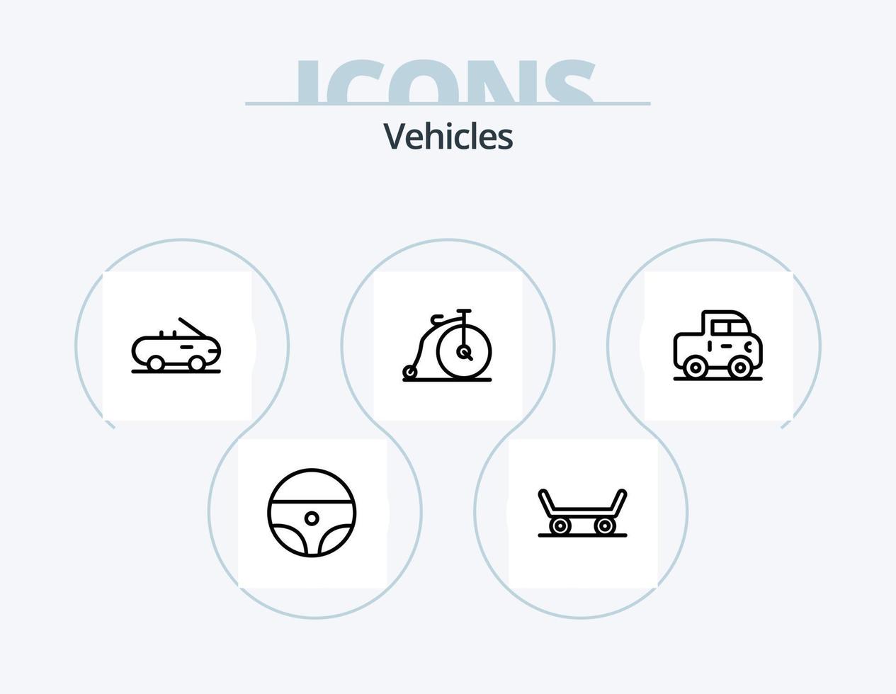 Véhicules ligne icône pack 5 icône conception. . laver. transport. auto. transport vecteur