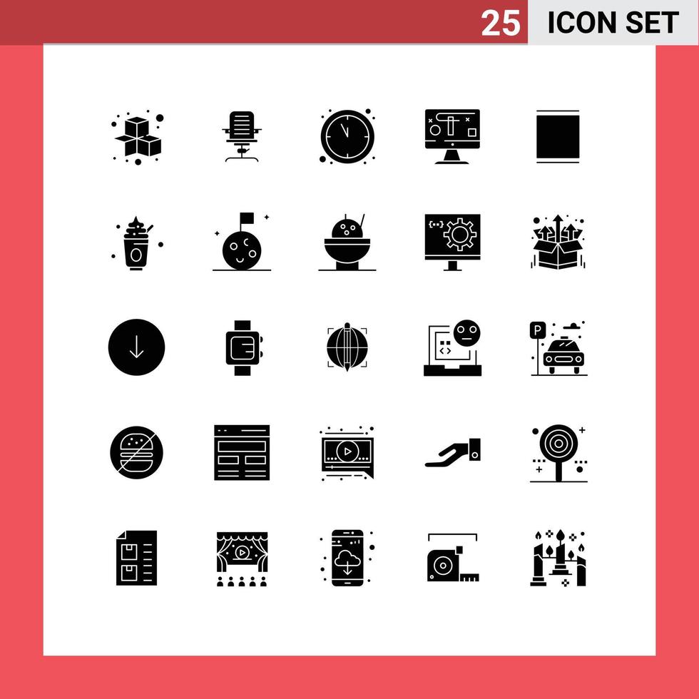 pack de 25 moderne solide glyphes panneaux et symboles pour la toile impression médias tel comme Galerie afficher meubles conception Nouveau année modifiable vecteur conception éléments