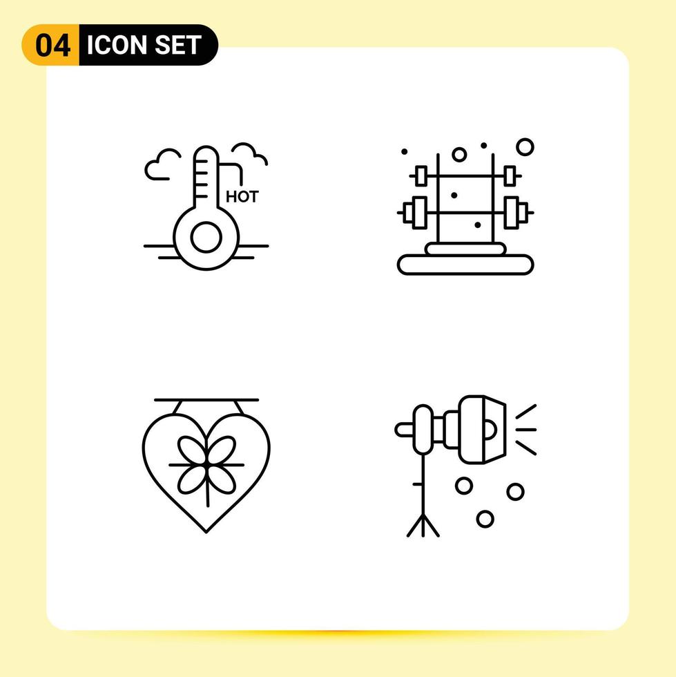 Stock vecteur icône pack de 4 ligne panneaux et symboles pour Température cœur mise à jour formation éclairage modifiable vecteur conception éléments