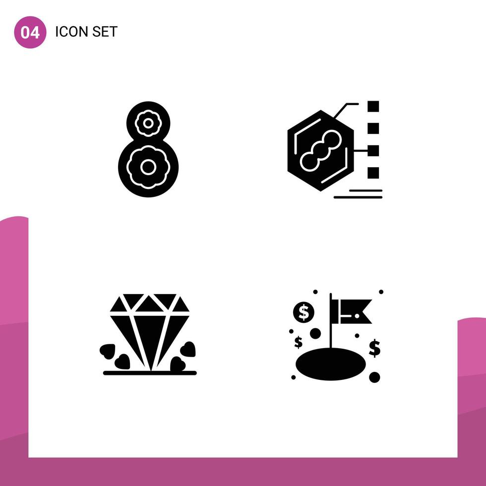 Stock vecteur icône pack de 4 ligne panneaux et symboles pour huit cadeau les bactéries forme mère modifiable vecteur conception éléments