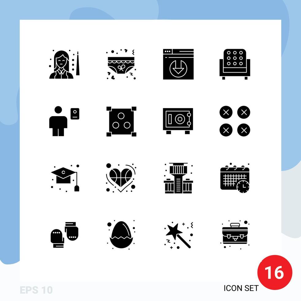 Stock vecteur icône pack de 16 ligne panneaux et symboles pour avatar siège sous-vêtements intérieur serveur Télécharger modifiable vecteur conception éléments