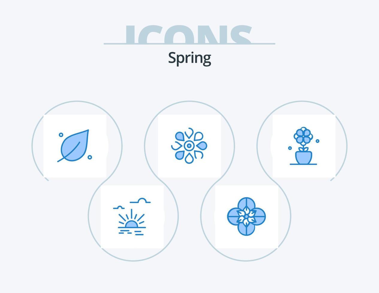 printemps bleu icône pack 5 icône conception. fleur. la nature. écologie. floral. fleur vecteur