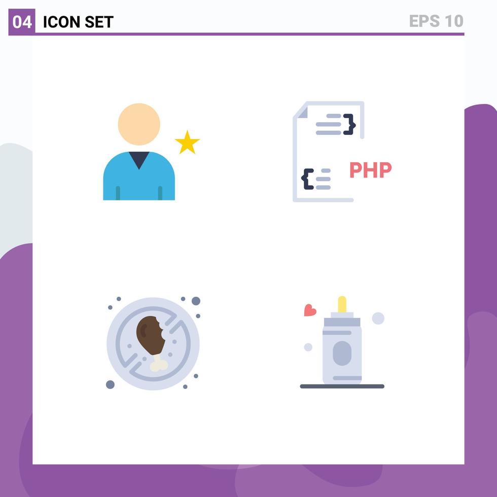 4 Créatif Icônes moderne panneaux et symboles de préféré non Viande utilisateur développement nourriture modifiable vecteur conception éléments