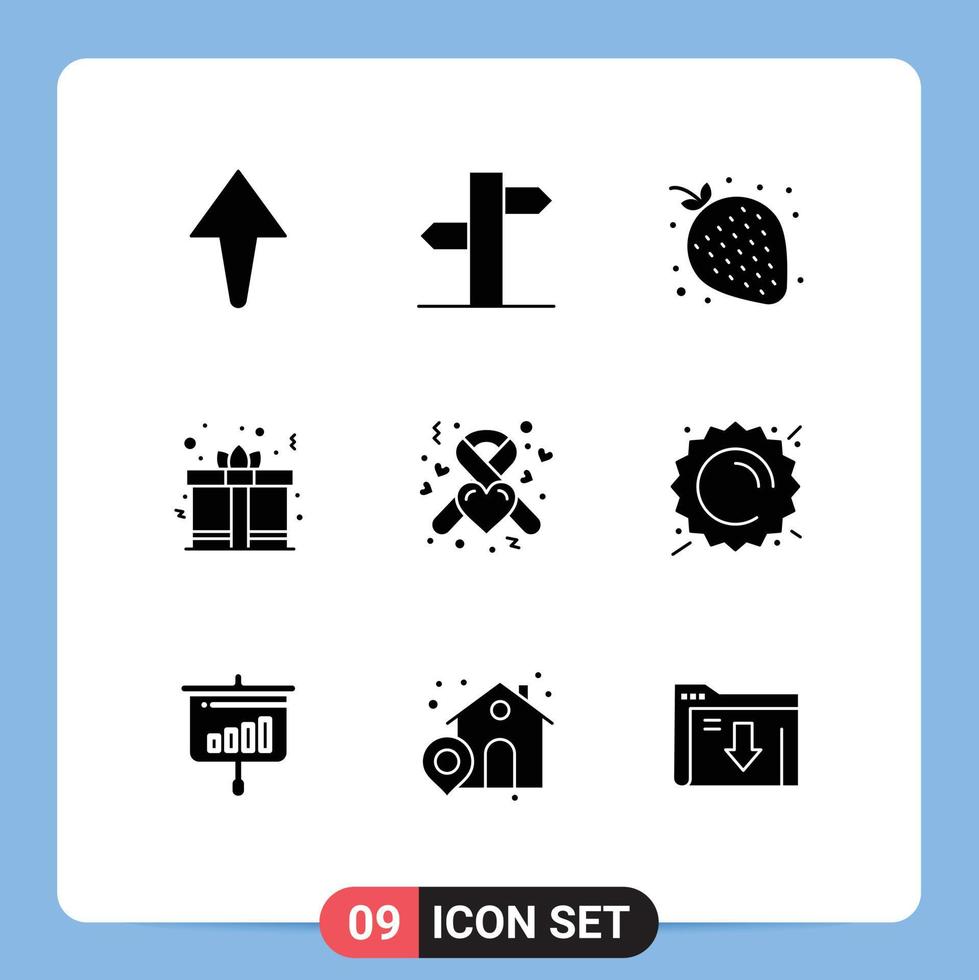 ensemble de 9 moderne ui Icônes symboles panneaux pour ruban santé sucré don cœur modifiable vecteur conception éléments