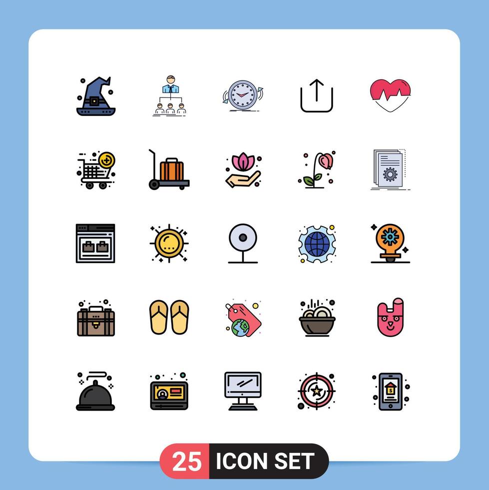 pack de 25 Créatif rempli ligne plat couleurs de ecg en haut entreprise instagram compteur modifiable vecteur conception éléments