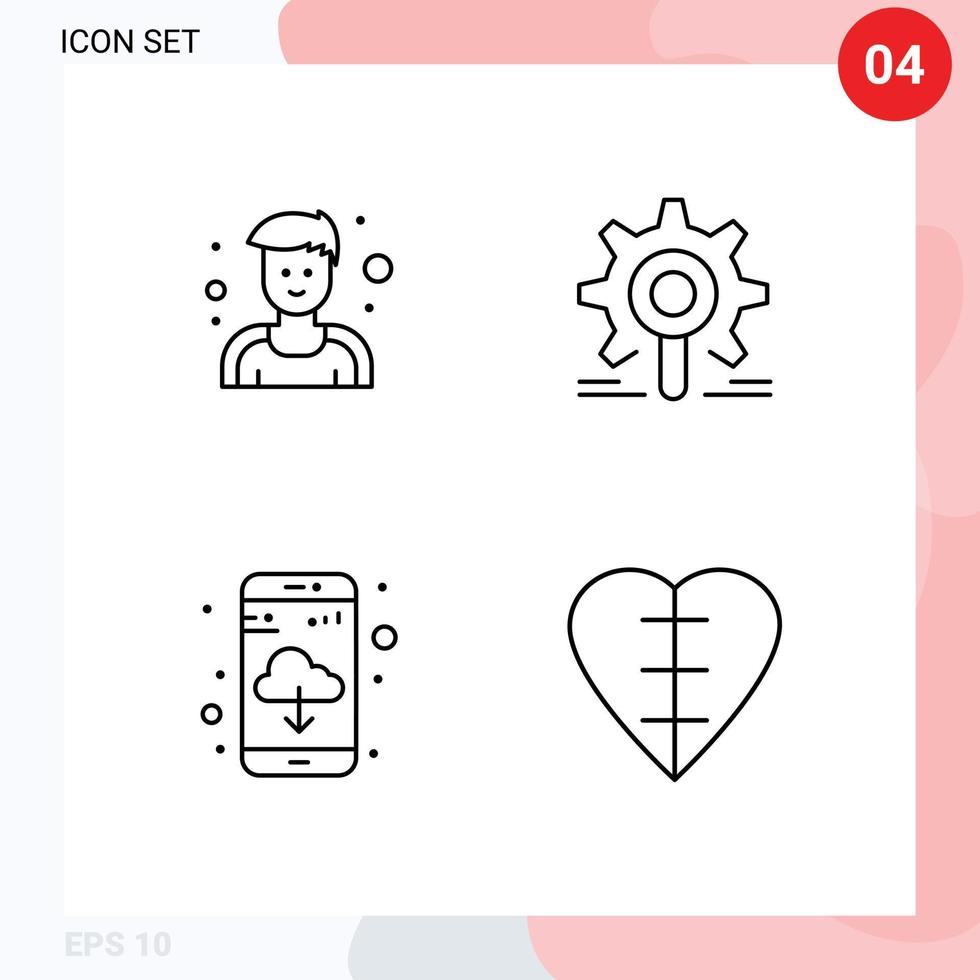 4 Créatif Icônes moderne panneaux et symboles de athlète app Télécharger moteur recherche cœur modifiable vecteur conception éléments