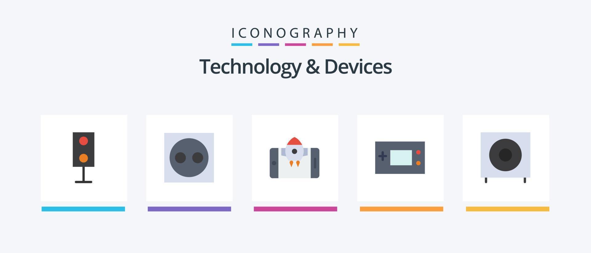 dispositifs plat 5 icône pack comprenant des produits. électronique. équipement. dispositifs. fusée. Créatif Icônes conception vecteur