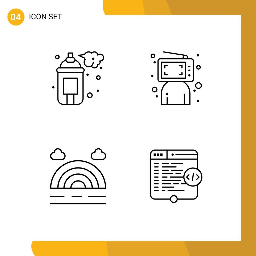 moderne ensemble de 4 ligne remplie plat couleurs et symboles tel comme vaporisateur prévoir peindre ordinateur temps modifiable vecteur conception éléments