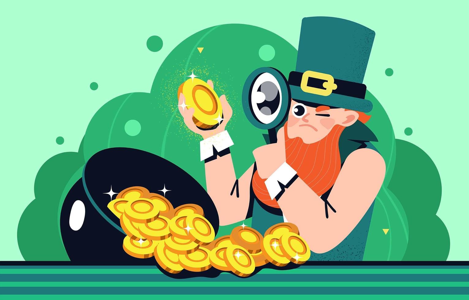 leprechaun l'expert des pièces vecteur