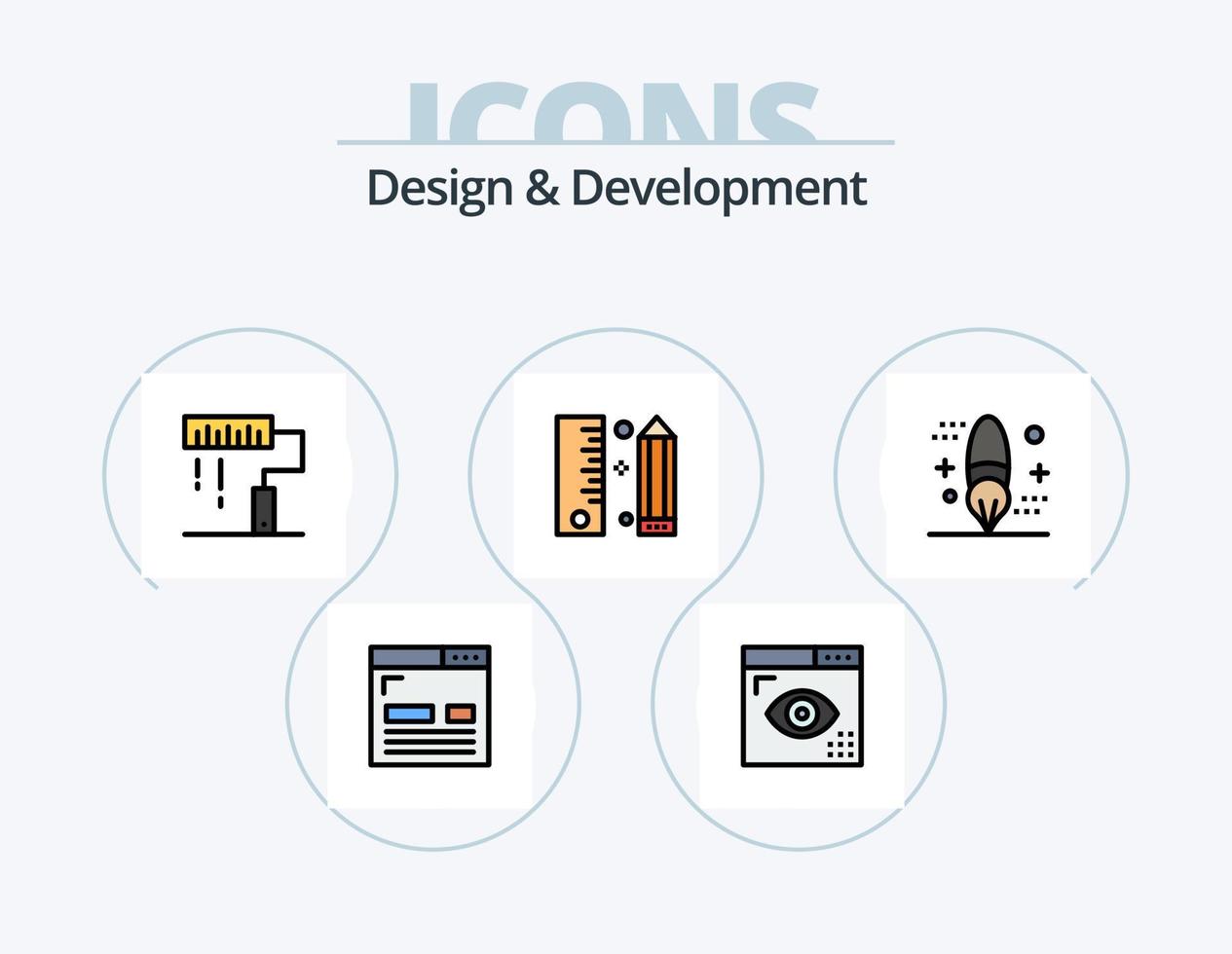conception et développement ligne rempli icône pack 5 icône conception. développement. codage. crayon. peinture. conception vecteur