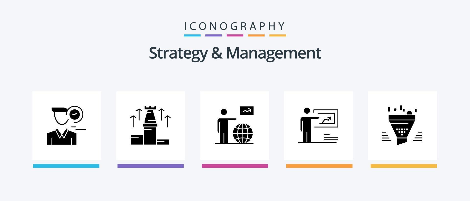 stratégie et la gestion glyphe 5 icône pack comprenant stratégie. présentation. échecs. aller. utilisateur. Créatif Icônes conception vecteur