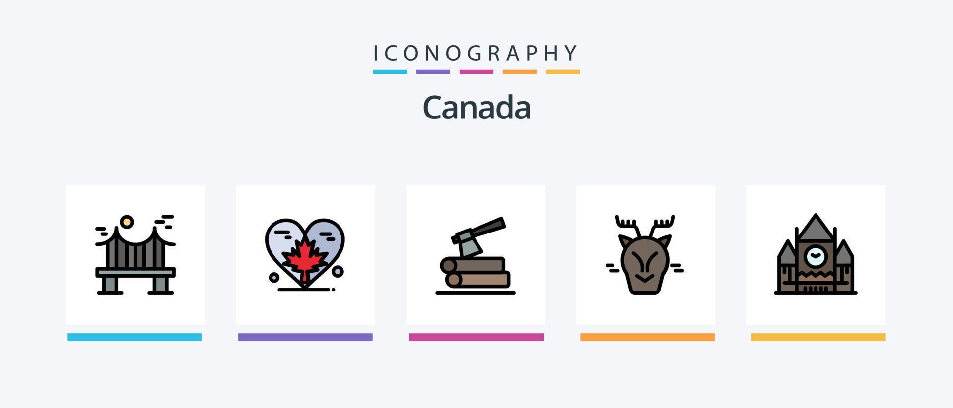 Canada ligne rempli 5 icône pack comprenant jeu. Canada. Canada. l'hiver. neige. Créatif Icônes conception vecteur