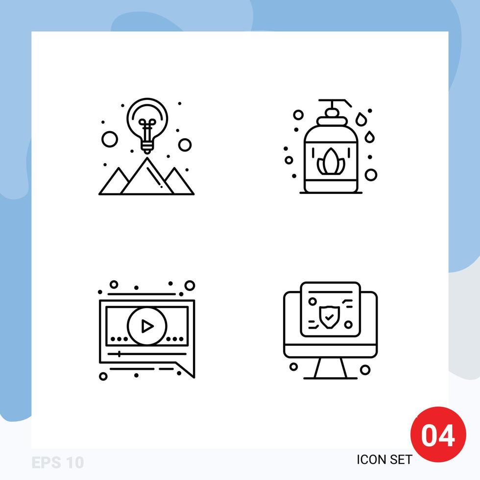 groupe de 4 ligne remplie plat couleurs panneaux et symboles pour Créatif vidéo stratégie Solution savon en ligne modifiable vecteur conception éléments