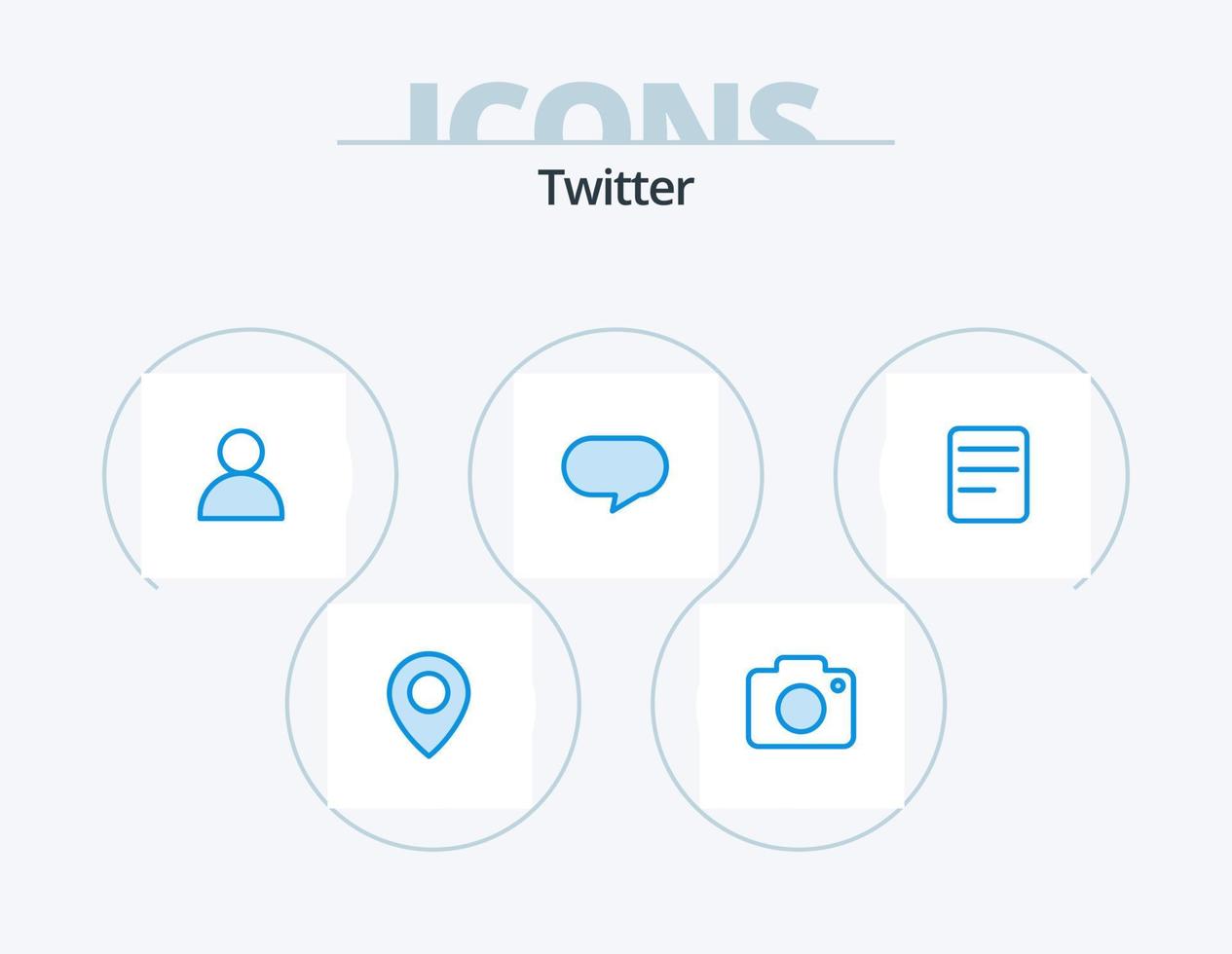 Twitter bleu icône pack 5 icône conception. . discuter. crinière. texte. bavardage vecteur