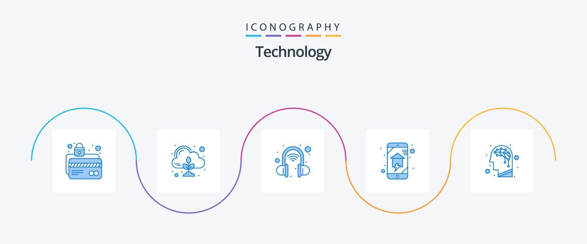 La technologie bleu 5 icône pack comprenant artificiel. Accueil Wifi. nuage. Accueil la mise en réseau. domestiques vecteur