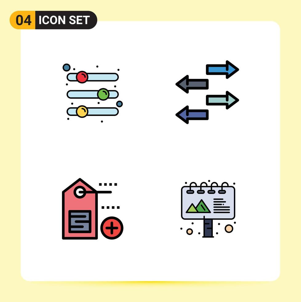 utilisateur interface pack de 4 de base ligne remplie plat couleurs de configuration étiquette préférence importer un d modifiable vecteur conception éléments