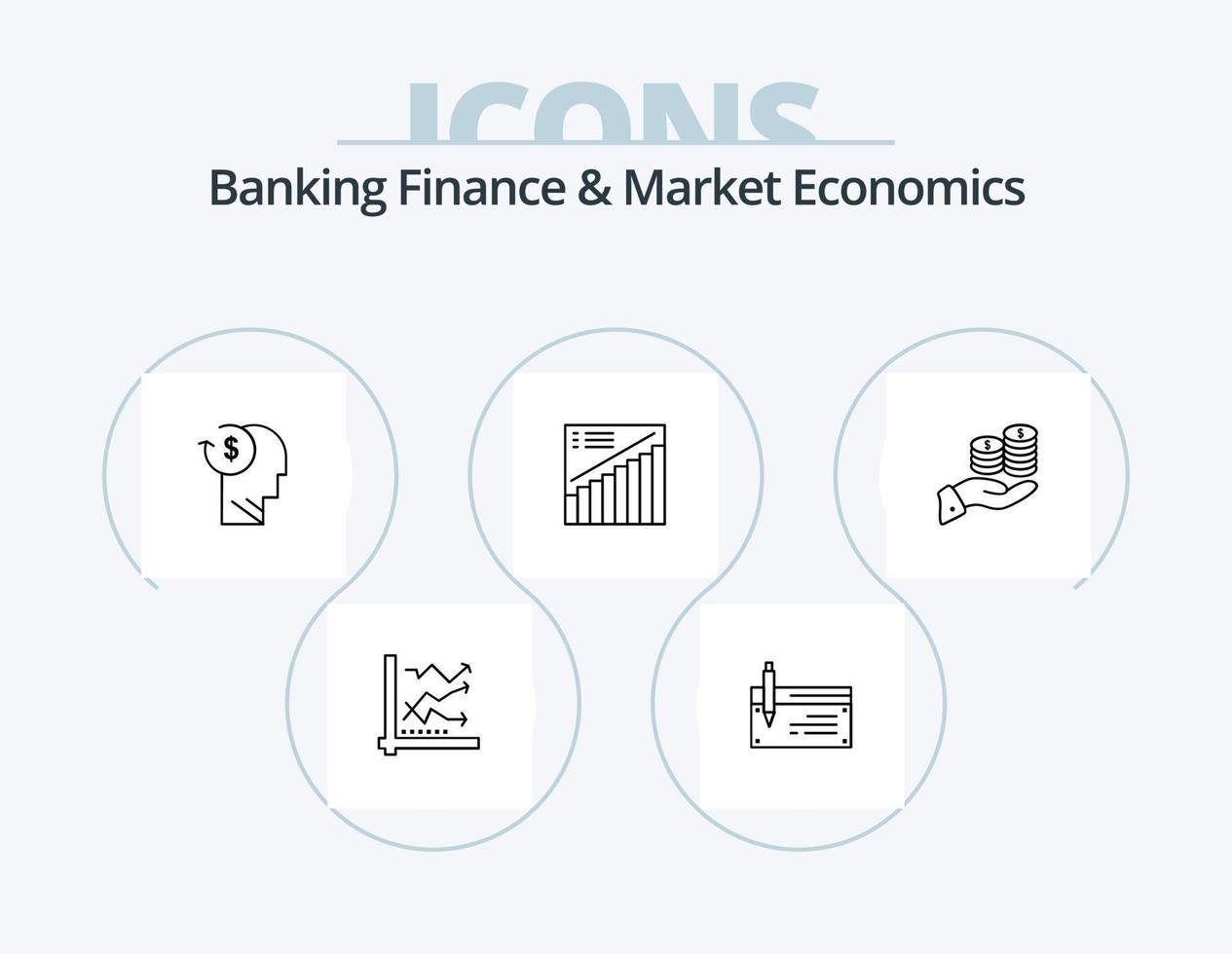 bancaire la finance et marché économie ligne icône pack 5 icône conception. gouvernement. rechercher. économie. bâtiment. banque vecteur