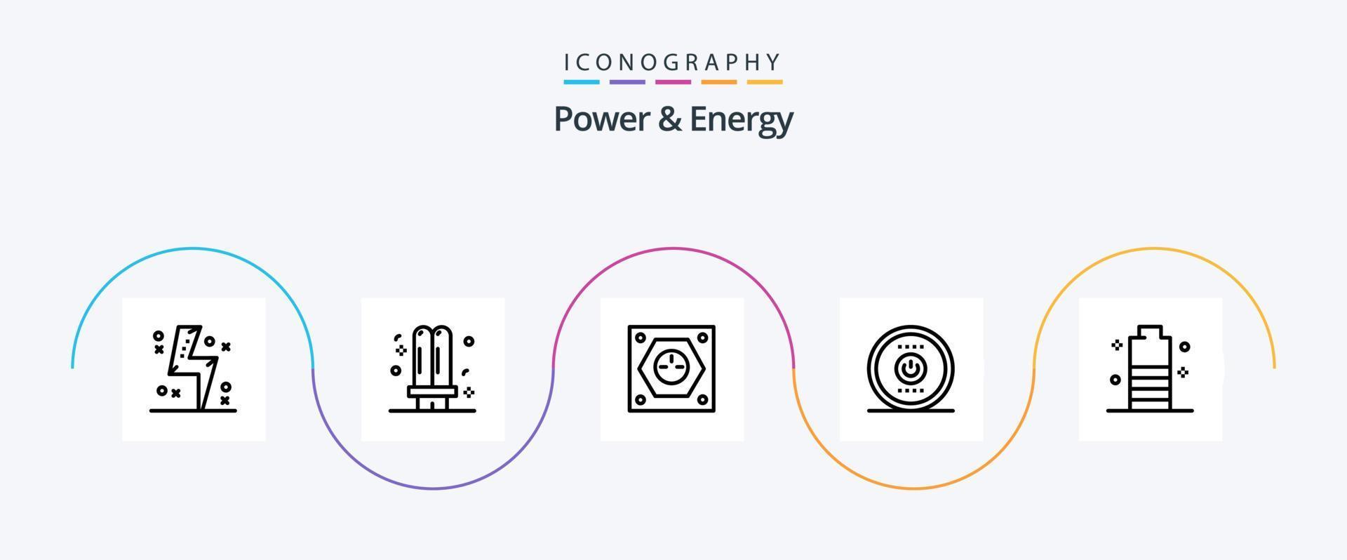 Puissance et énergie ligne 5 icône pack comprenant énergie. l'informatique. fluorescent. prise. prise de courant vecteur