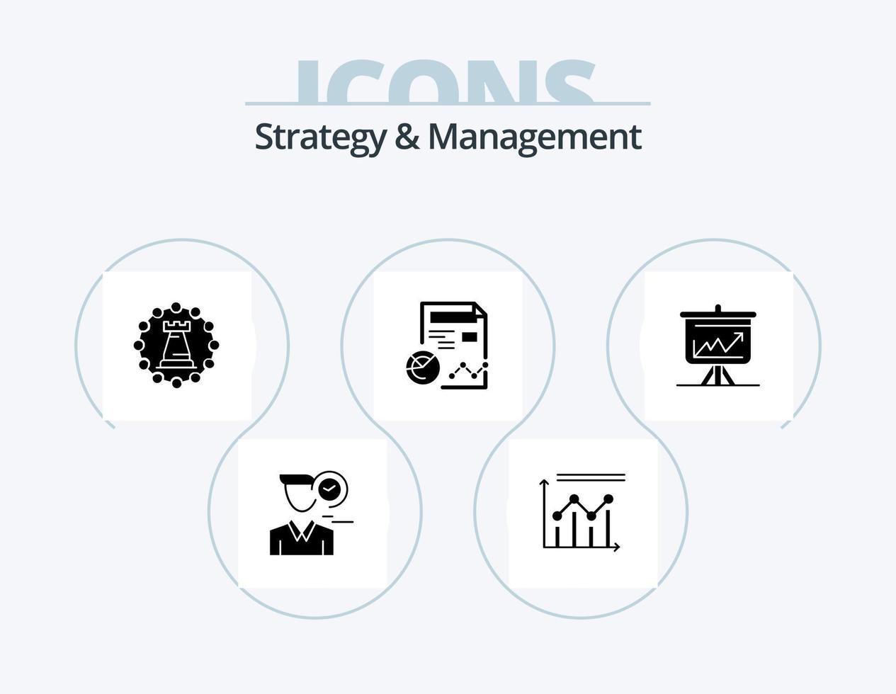 stratégie et la gestion glyphe icône pack 5 icône conception. profil. rapport. croissance. stratégie. la tour vecteur