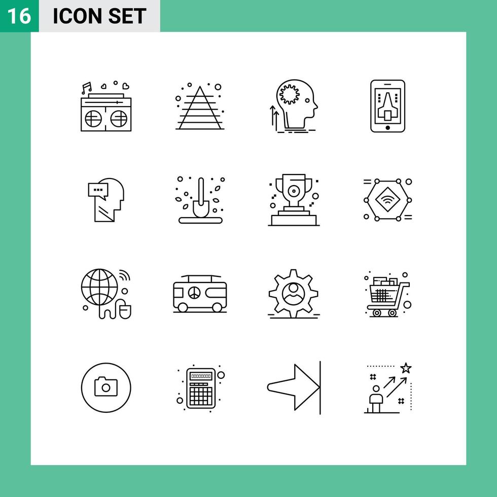 ensemble de 16 moderne ui Icônes symboles panneaux pour esprit mobile esprit en jouant réflexion modifiable vecteur conception éléments