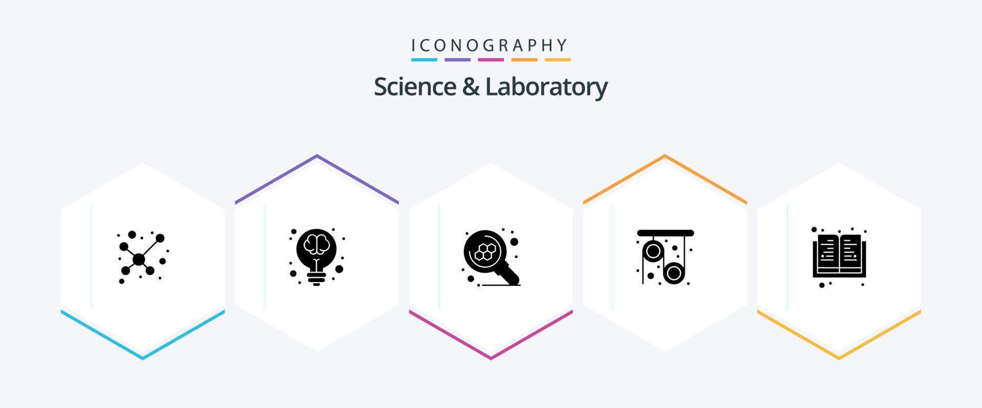 science 25 glyphe icône pack comprenant connaissance. science. atome. recherche. la physique vecteur