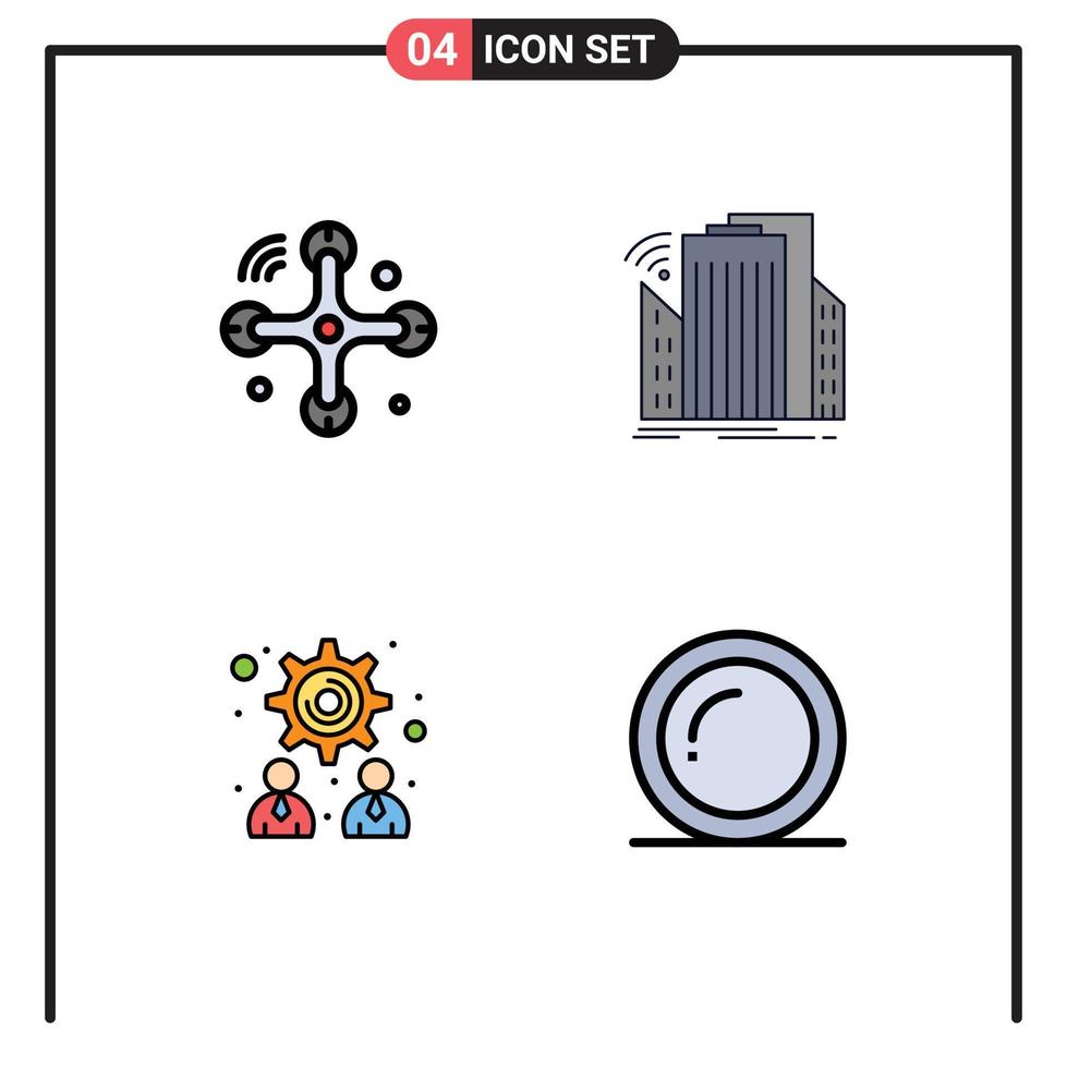 ensemble de 4 moderne ui Icônes symboles panneaux pour les communications la gestion l'Internet de des choses capteur travail en équipe modifiable vecteur conception éléments