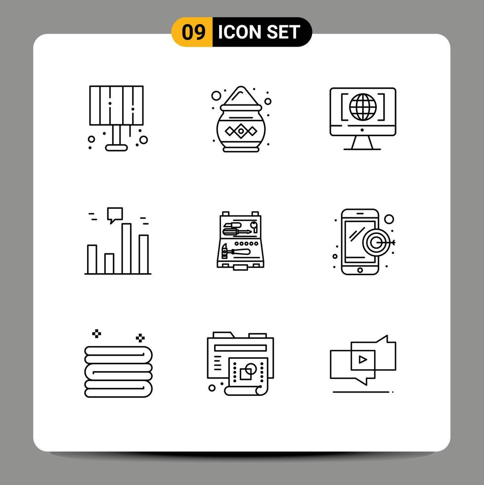 9 Créatif Icônes moderne panneaux et symboles de bâtiment commercialisation ordinateur graphique affaires modifiable vecteur conception éléments