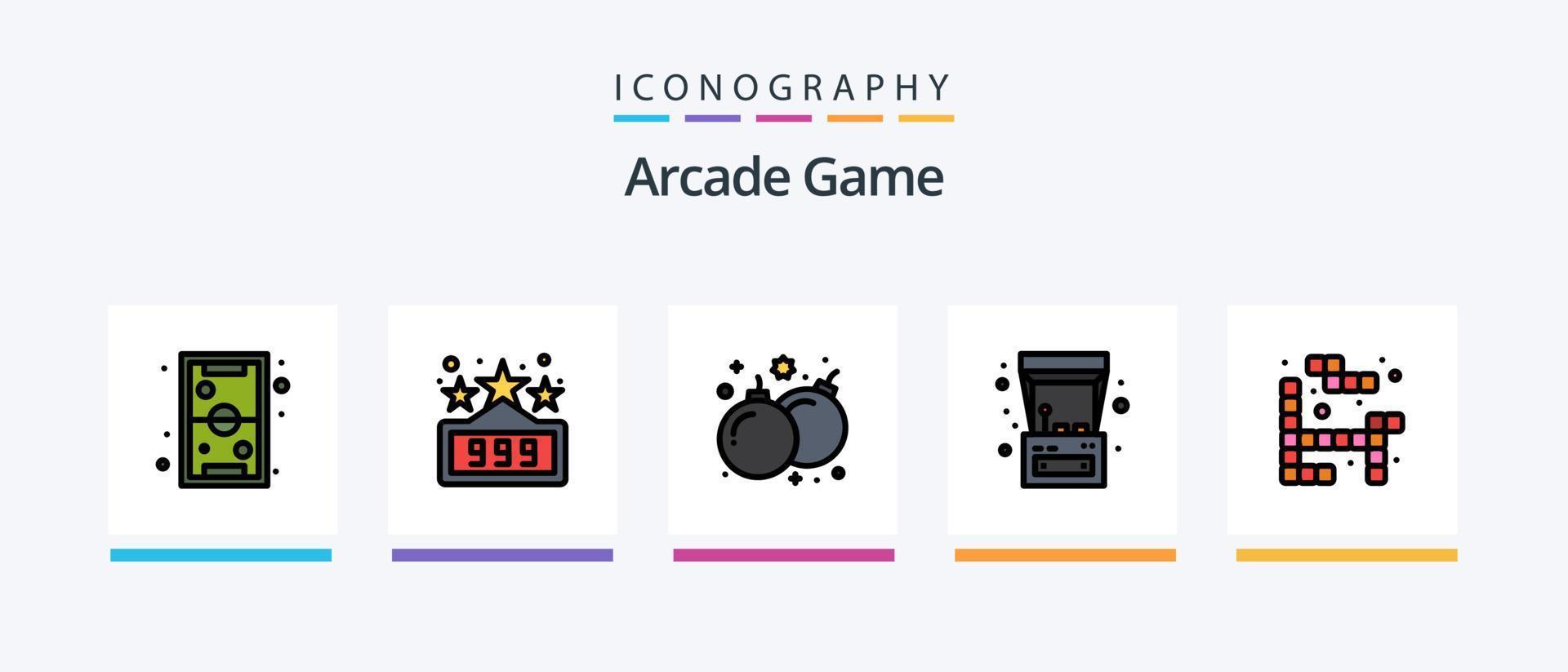 arcade ligne rempli 5 icône pack comprenant jouer. tetris. amusement. jouer. amusement. Créatif Icônes conception vecteur