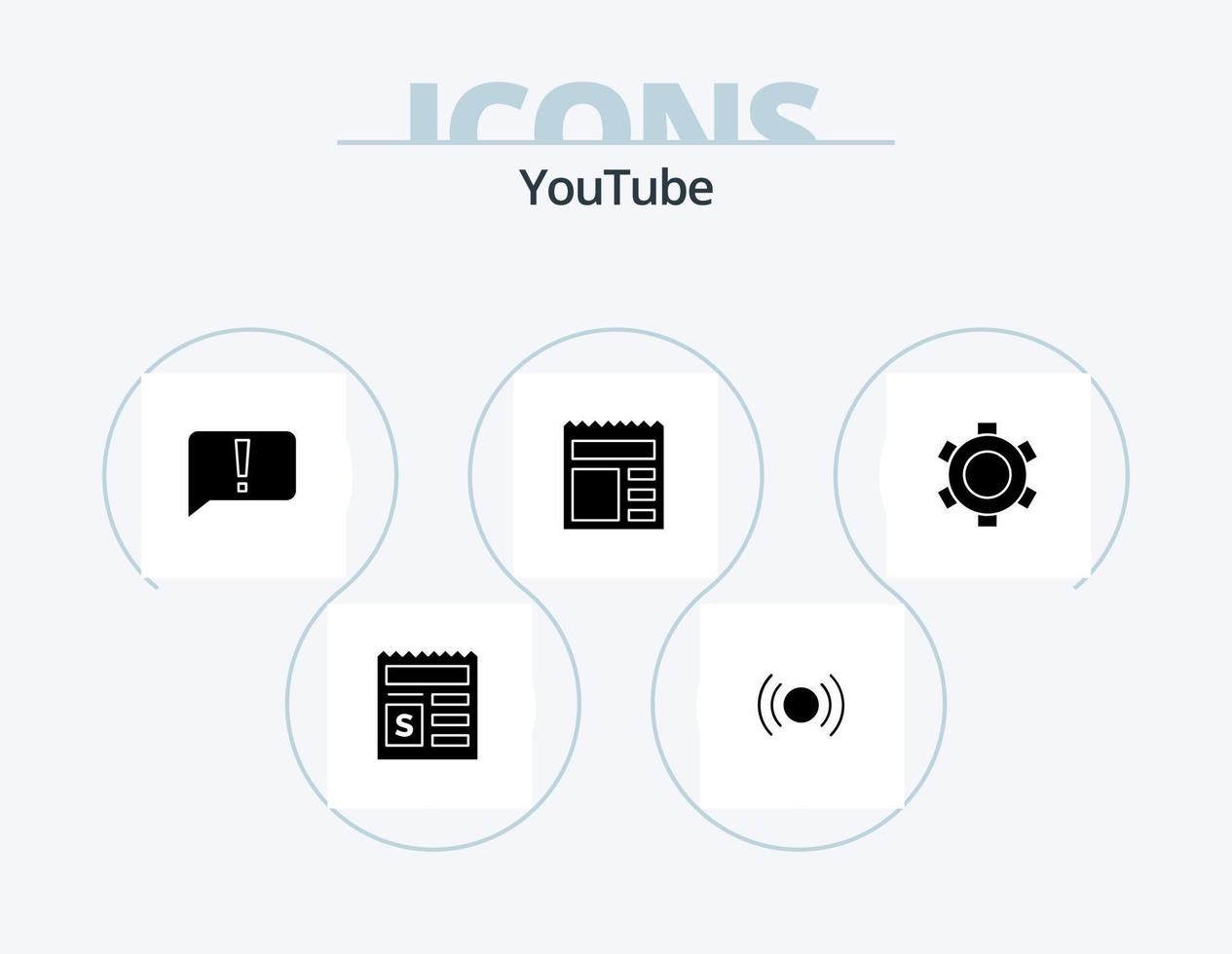 Youtube glyphe icône pack 5 icône conception. basique. ui. ux. basique. ui vecteur