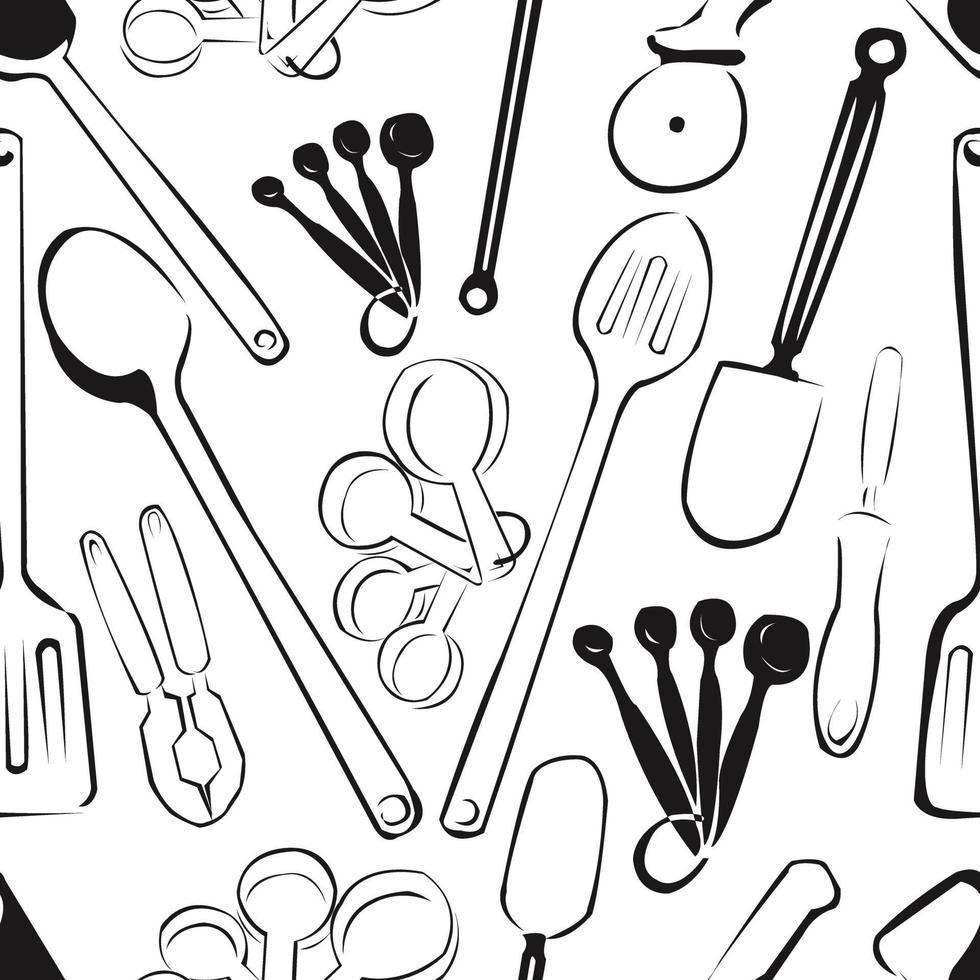 fond sans couture de cuisine outils vecteur