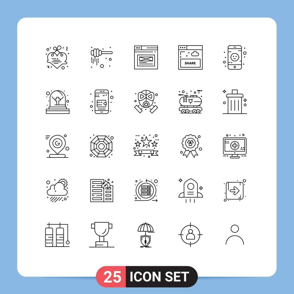 pictogramme ensemble de 25 Facile lignes de bébé partage l'Internet partager conception modifiable vecteur conception éléments