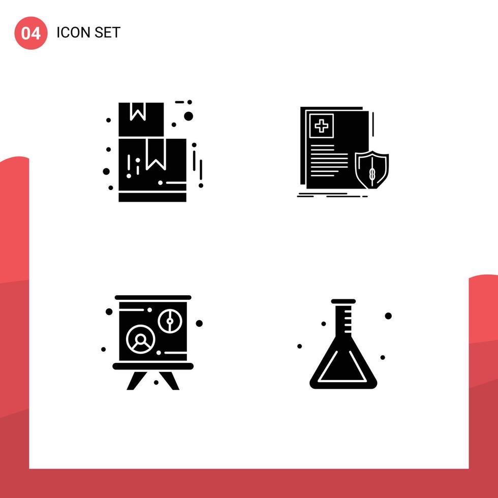 4 Créatif Icônes moderne panneaux et symboles de boîte conférence document médical école modifiable vecteur conception éléments