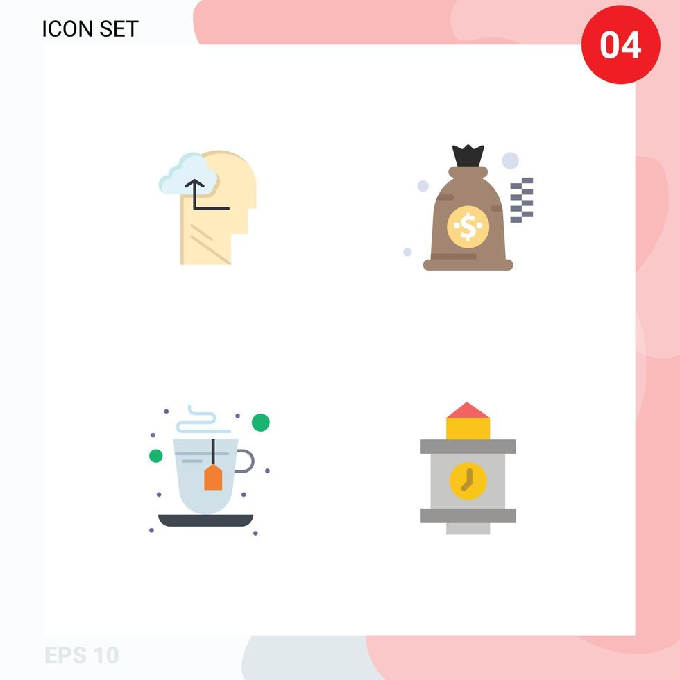 ensemble de 4 moderne ui Icônes symboles panneaux pour expérience thé tête argent temps modifiable vecteur conception éléments