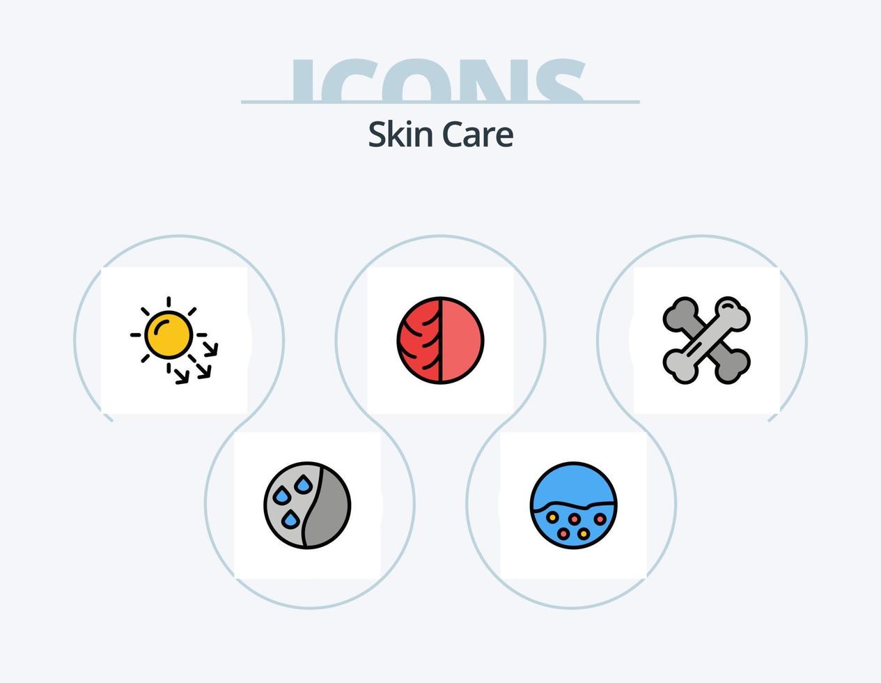 peau ligne rempli icône pack 5 icône conception. dermatologue. sésame graines. oméga. sésame. lasik vecteur