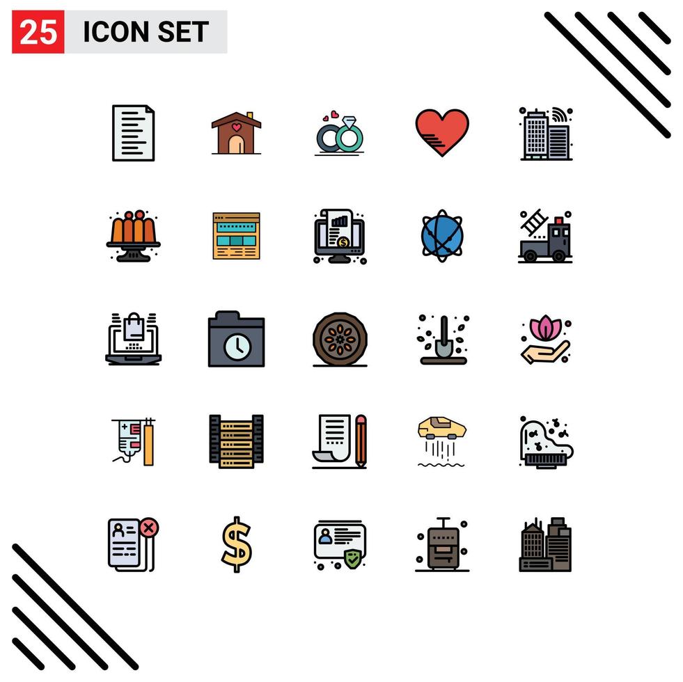 ensemble de 25 moderne ui Icônes symboles panneaux pour l'Internet bâtiment merraige préféré l'amour modifiable vecteur conception éléments
