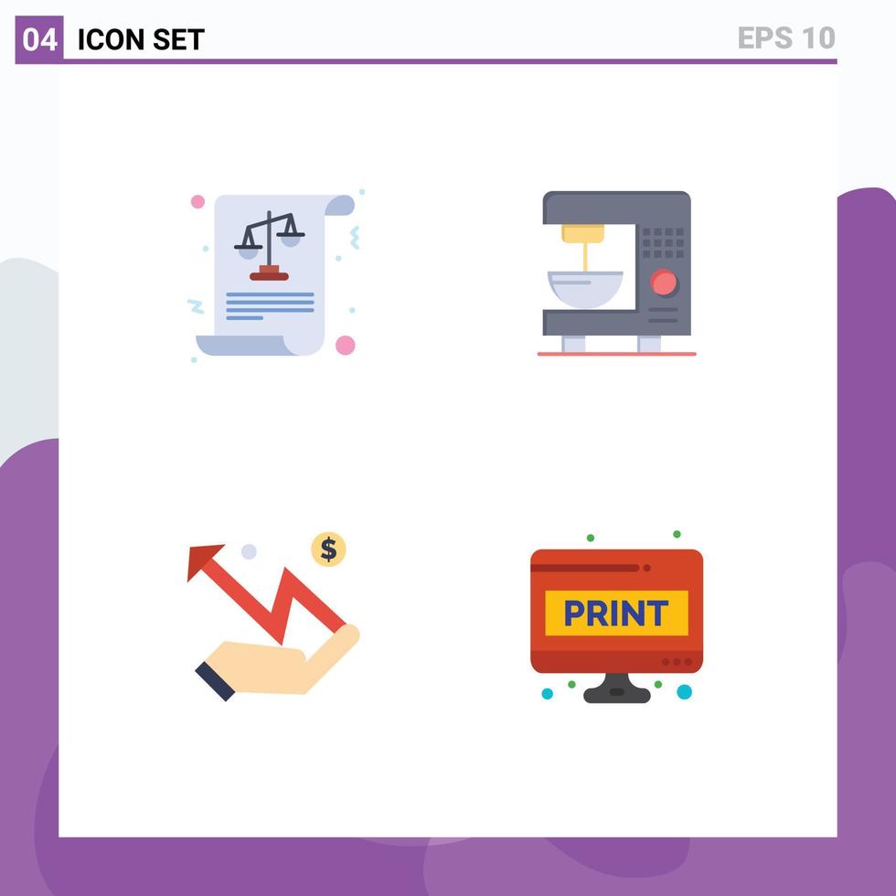 groupe de 4 plat Icônes panneaux et symboles pour équilibre graphique lois Accueil statistique modifiable vecteur conception éléments